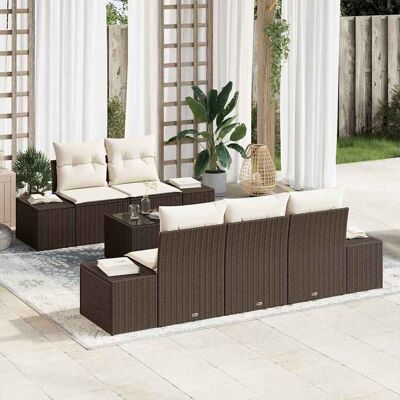 vidaXL Sofa Set mit Kissen Braun Poly Rattan - Braun vidaXL Sofa Set mit Kissen Braun Poly Rattan - Braun