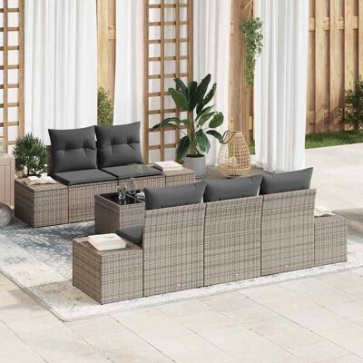 vidaXL Sofa Set mit Kissen 6 pcs Grau Poly Rattan - Grau vidaXL Sofa Set mit Kissen 6 pcs Grau Poly Rattan - Grau