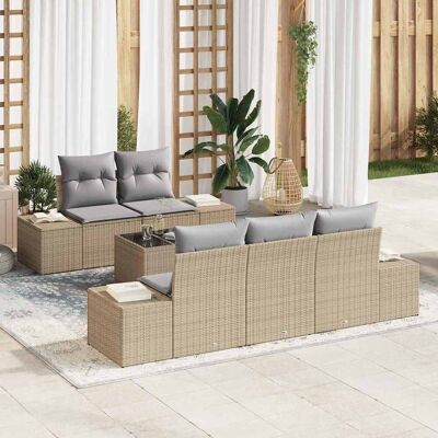 vidaXL Sofa Set mit Kissen Beige Poly Rattan - Beige vidaXL Sofa Set mit Kissen Beige Poly Rattan - Beige
