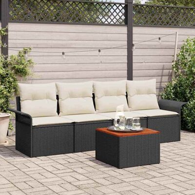 vidaXL Gartensofa-set mit Kissen 5 pcs Schwarz Poly-Rattan - Schwarz vidaXL Gartensofa-set mit Kissen 5 pcs Schwarz Poly-Rattan - Schwarz