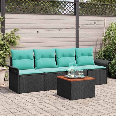 vidaXL Gartensofa-set mit Kissen 5 pcs Schwarz Poly-Rattan - Schwarz vidaXL Gartensofa-set mit Kissen 5 pcs Schwarz Poly-Rattan - Schwarz