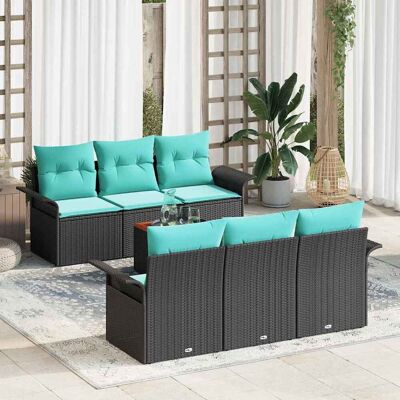 vidaXL Gartensofa-set mit Kissen 7 pcs Schwarz Poly-Rattan - Schwarz vidaXL Gartensofa-set mit Kissen 7 pcs Schwarz Poly-Rattan - Schwarz