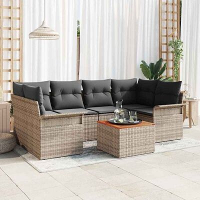 vidaXL Gartensofa-set mit Kissen 7 pcs Grau Poly-Rattan - Grau vidaXL Gartensofa-set mit Kissen 7 pcs Grau Poly-Rattan - Grau