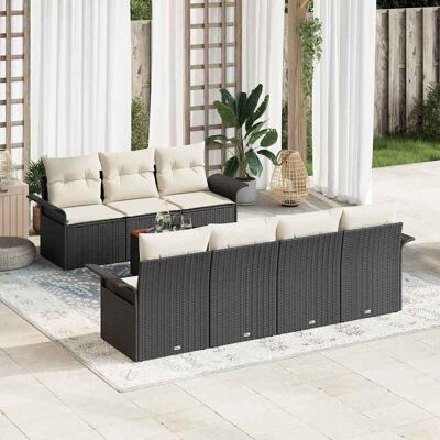 vidaXL Gartensofa-set mit Kissen 8 pcs Schwarz Poly-Rattan - Schwarz vidaXL Gartensofa-set mit Kissen 8 pcs Schwarz Poly-Rattan - Schwarz