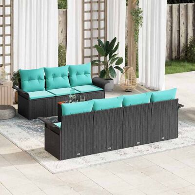 vidaXL Gartensofa-set mit Kissen 8 pcs Schwarz Poly-Rattan - Schwarz vidaXL Gartensofa-set mit Kissen 8 pcs Schwarz Poly-Rattan - Schwarz