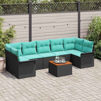 vidaXL Gartensofa-set mit Kissen 8 pcs Schwarz Poly-Rattan - Schwarz vidaXL Gartensofa-set mit Kissen 8 pcs Schwarz Poly-Rattan - Schwarz