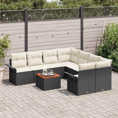 vidaXL Gartensofa-set mit Kissen 9 pcs Schwarz Poly-Rattan - Schwarz vidaXL Gartensofa-set mit Kissen 9 pcs Schwarz Poly-Rattan - Schwarz
