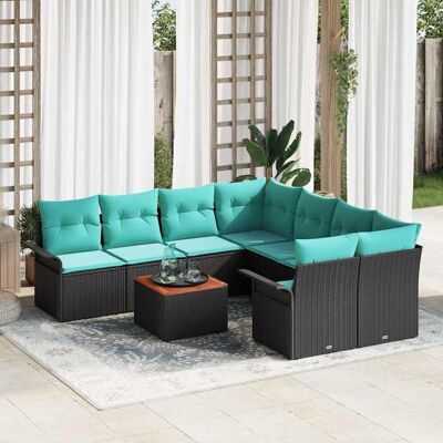vidaXL Gartensofa-set mit Kissen 9 pcs Schwarz Poly-Rattan - Schwarz vidaXL Gartensofa-set mit Kissen 9 pcs Schwarz Poly-Rattan - Schwarz