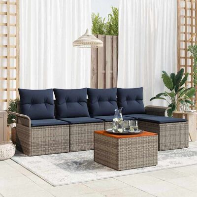 vidaXL Gartensofa-set mit Kissen 6 pcs Grau Poly-Rattan - Grau vidaXL Gartensofa-set mit Kissen 6 pcs Grau Poly-Rattan - Grau