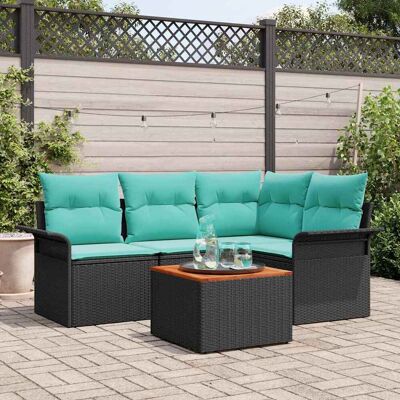 vidaXL Gartensofa-set mit Kissen 5 pcs Schwarz Poly-Rattan - Schwarz vidaXL Gartensofa-set mit Kissen 5 pcs Schwarz Poly-Rattan - Schwarz