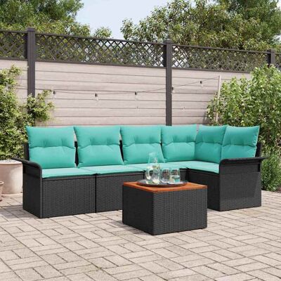 vidaXL Gartensofa-set mit Kissen 6 pcs Schwarz Poly-Rattan - Schwarz vidaXL Gartensofa-set mit Kissen 6 pcs Schwarz Poly-Rattan - Schwarz
