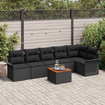 vidaXL Gartensofa-set mit Kissen 7 pcs Schwarz Poly-Rattan - Schwarz vidaXL Gartensofa-set mit Kissen 7 pcs Schwarz Poly-Rattan - Schwarz
