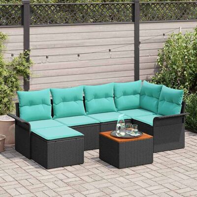 vidaXL Gartensofa-set mit Kissen 7 pcs Schwarz Poly-Rattan - Schwarz vidaXL Gartensofa-set mit Kissen 7 pcs Schwarz Poly-Rattan - Schwarz