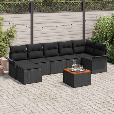 vidaXL Gartensofa-set mit Kissen 8 pcs Schwarz Poly-Rattan - Schwarz vidaXL Gartensofa-set mit Kissen 8 pcs Schwarz Poly-Rattan - Schwarz