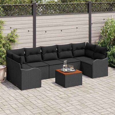 vidaXL Gartensofa-set mit Kissen 8 pcs Schwarz Poly-Rattan - Schwarz vidaXL Gartensofa-set mit Kissen 8 pcs Schwarz Poly-Rattan - Schwarz