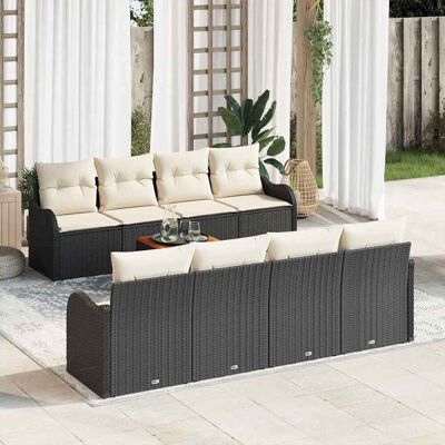 vidaXL Gartensofa-set mit Kissen 9 pcs Schwarz Poly-Rattan - Schwarz vidaXL Gartensofa-set mit Kissen 9 pcs Schwarz Poly-Rattan - Schwarz