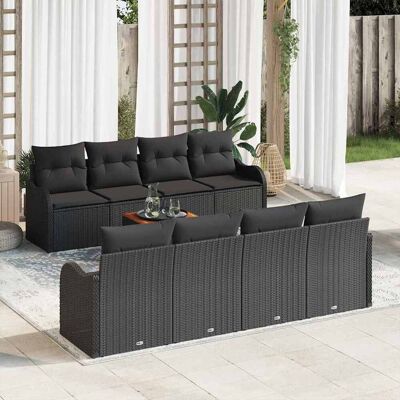 vidaXL Gartensofa-set mit Kissen 9 pcs Schwarz Poly-Rattan - Schwarz vidaXL Gartensofa-set mit Kissen 9 pcs Schwarz Poly-Rattan - Schwarz