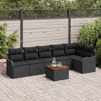 vidaXL Gartensofa-set mit Kissen 7 pcs Schwarz Poly-Rattan - Schwarz vidaXL Gartensofa-set mit Kissen 7 pcs Schwarz Poly-Rattan - Schwarz