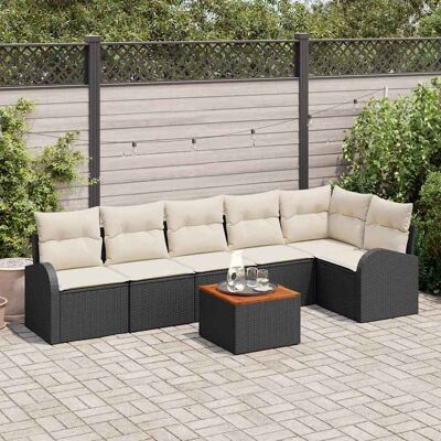 vidaXL Gartensofa-set mit Kissen 7 pcs Schwarz Poly-Rattan - Schwarz vidaXL Gartensofa-set mit Kissen 7 pcs Schwarz Poly-Rattan - Schwarz