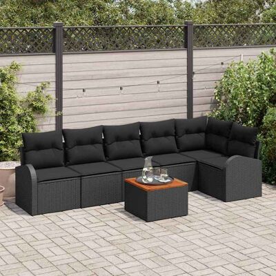 Schwarzes Gartensofaset - Modulares Outdoor-Mobiliar für 6 Personen Schwarzes Gartensofaset - Modulares Outdoor-Mobiliar für 6 Personen
