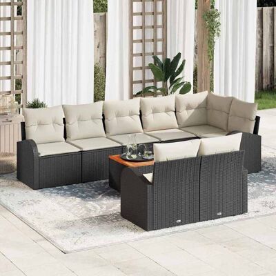 vidaXL Gartensofa-set mit Kissen 9 pcs Schwarz Poly-Rattan - Schwarz vidaXL Gartensofa-set mit Kissen 9 pcs Schwarz Poly-Rattan - Schwarz