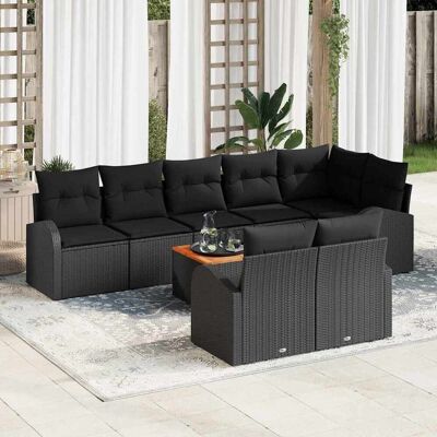 vidaXL Gartensofa-set mit Kissen 9 pcs Schwarz Poly-Rattan - Schwarz vidaXL Gartensofa-set mit Kissen 9 pcs Schwarz Poly-Rattan - Schwarz