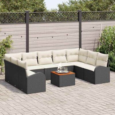 vidaXL Gartensofa-set mit Kissen 10 pcs Schwarz Poly-Rattan - Schwarz vidaXL Gartensofa-set mit Kissen 10 pcs Schwarz Poly-Rattan - Schwarz