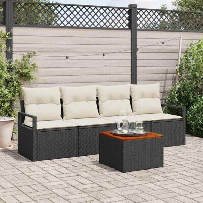 vidaXL Gartensofa-set mit Kissen 5 pcs Schwarz Poly-Rattan - Schwarz vidaXL Gartensofa-set mit Kissen 5 pcs Schwarz Poly-Rattan - Schwarz