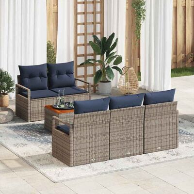vidaXL Gartensofa-set mit Kissen 6 pcs Grau Poly-Rattan - Grau vidaXL Gartensofa-set mit Kissen 6 pcs Grau Poly-Rattan - Grau