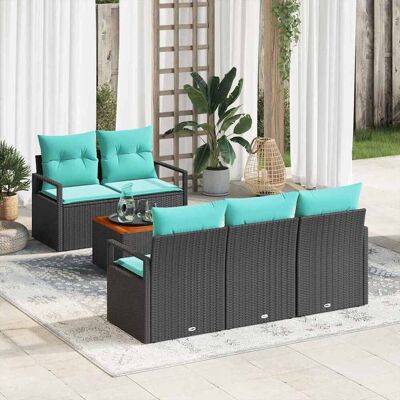 vidaXL Gartensofa-set mit Kissen 6 pcs Schwarz Poly-Rattan - Schwarz vidaXL Gartensofa-set mit Kissen 6 pcs Schwarz Poly-Rattan - Schwarz