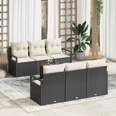 vidaXL Gartensofa-set mit Kissen 7 pcs Schwarz Poly-Rattan - Schwarz vidaXL Gartensofa-set mit Kissen 7 pcs Schwarz Poly-Rattan - Schwarz