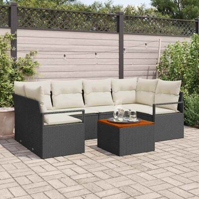 vidaXL Gartensofa-set mit Kissen 7 pcs Schwarz Poly-Rattan - Schwarz vidaXL Gartensofa-set mit Kissen 7 pcs Schwarz Poly-Rattan - Schwarz
