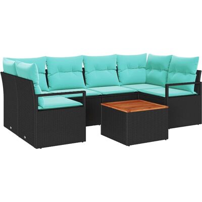 vidaXL Gartensofa-set mit Kissen 7 pcs Schwarz Poly-Rattan - Schwarz vidaXL Gartensofa-set mit Kissen 7 pcs Schwarz Poly-Rattan - Schwarz