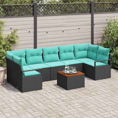 vidaXL Gartensofa-set mit Kissen 8 pcs Schwarz Poly-Rattan - Schwarz vidaXL Gartensofa-set mit Kissen 8 pcs Schwarz Poly-Rattan - Schwarz