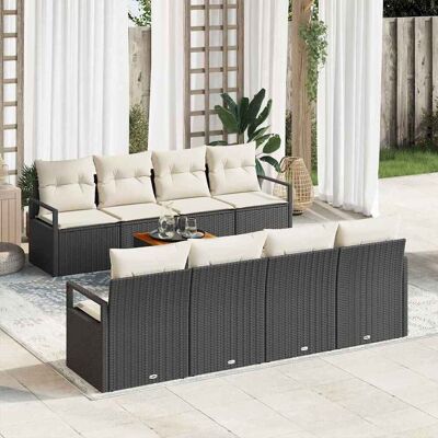 vidaXL Gartensofa-set mit Kissen 9 pcs Schwarz Poly-Rattan - Schwarz vidaXL Gartensofa-set mit Kissen 9 pcs Schwarz Poly-Rattan - Schwarz