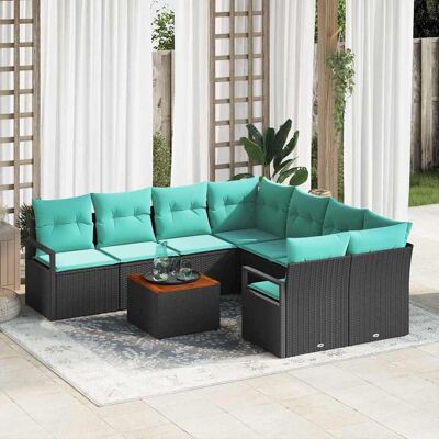 vidaXL Gartensofa-set mit Kissen 9 pcs Schwarz Poly-Rattan - Schwarz vidaXL Gartensofa-set mit Kissen 9 pcs Schwarz Poly-Rattan - Schwarz