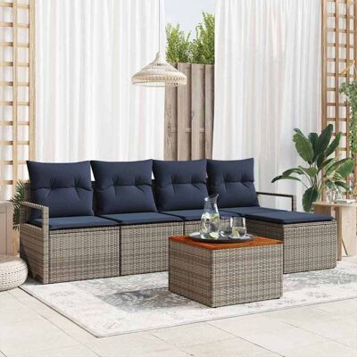 vidaXL Gartensofa-set mit Kissen 6 pcs Grau Poly-Rattan - Grau vidaXL Gartensofa-set mit Kissen 6 pcs Grau Poly-Rattan - Grau
