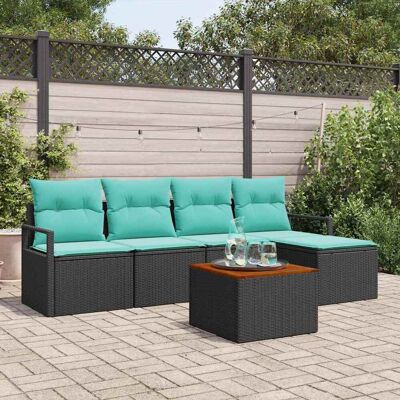 vidaXL Gartensofa-set mit Kissen 6 pcs Schwarz Poly-Rattan - Schwarz vidaXL Gartensofa-set mit Kissen 6 pcs Schwarz Poly-Rattan - Schwarz