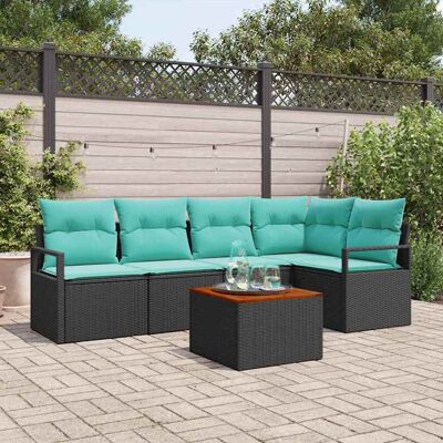 vidaXL Gartensofa-set mit Kissen 6 pcs Schwarz Poly-Rattan - Schwarz vidaXL Gartensofa-set mit Kissen 6 pcs Schwarz Poly-Rattan - Schwarz