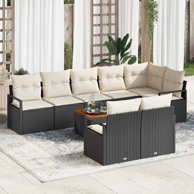 vidaXL Gartensofa-set mit Kissen 9 pcs Schwarz Poly-Rattan - Schwarz vidaXL Gartensofa-set mit Kissen 9 pcs Schwarz Poly-Rattan - Schwarz