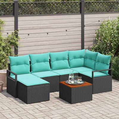 vidaXL Gartensofa-set mit Kissen 7 pcs Schwarz Poly-Rattan - Schwarz vidaXL Gartensofa-set mit Kissen 7 pcs Schwarz Poly-Rattan - Schwarz