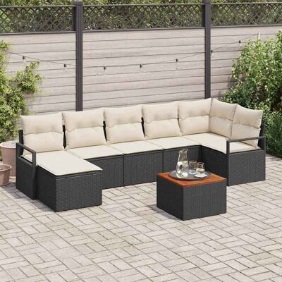 vidaXL Gartensofa-set mit Kissen 8 pcs Schwarz Poly-Rattan - Schwarz vidaXL Gartensofa-set mit Kissen 8 pcs Schwarz Poly-Rattan - Schwarz