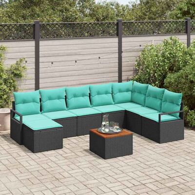 vidaXL Gartensofa-set mit Kissen 9 pcs Schwarz Poly-Rattan - Schwarz vidaXL Gartensofa-set mit Kissen 9 pcs Schwarz Poly-Rattan - Schwarz