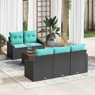 vidaXL Gartensofa-set mit Kissen 6 pcs Schwarz Poly-Rattan - Schwarz vidaXL Gartensofa-set mit Kissen 6 pcs Schwarz Poly-Rattan - Schwarz