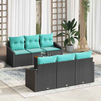 vidaXL Gartensofa-set mit Kissen 7 pcs Schwarz Poly-Rattan - Schwarz vidaXL Gartensofa-set mit Kissen 7 pcs Schwarz Poly-Rattan - Schwarz