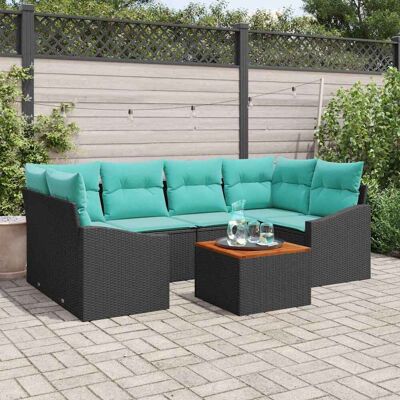 vidaXL Gartensofa-set mit Kissen 7 pcs Schwarz Poly-Rattan - Schwarz vidaXL Gartensofa-set mit Kissen 7 pcs Schwarz Poly-Rattan - Schwarz