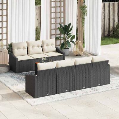 vidaXL Gartensofa-set mit Kissen 8 pcs Schwarz Poly-Rattan - Schwarz vidaXL Gartensofa-set mit Kissen 8 pcs Schwarz Poly-Rattan - Schwarz
