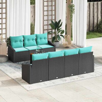 vidaXL Gartensofa-set mit Kissen 8 pcs Schwarz Poly-Rattan - Schwarz vidaXL Gartensofa-set mit Kissen 8 pcs Schwarz Poly-Rattan - Schwarz