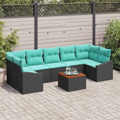 vidaXL Gartensofa-set mit Kissen 8 pcs Schwarz Poly-Rattan - Schwarz vidaXL Gartensofa-set mit Kissen 8 pcs Schwarz Poly-Rattan - Schwarz
