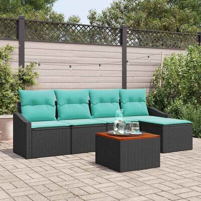 vidaXL Gartensofa-set mit Kissen 6 pcs Schwarz Poly-Rattan - Schwarz vidaXL Gartensofa-set mit Kissen 6 pcs Schwarz Poly-Rattan - Schwarz
